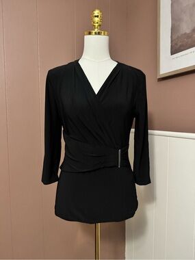 NWT White House Black Market Surplice Faux-Wrap Blouse